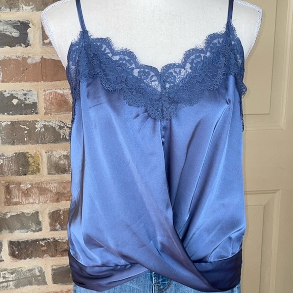 RO&DE Anthropologie Silky Satin & Lace Camisole Mediterranean Blue Feminine NEW - Picture 13 of 13